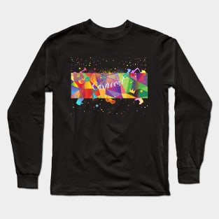 Jazz Musicians. Carnival Festive Arrangement Abstract Contemporary Modern Art Colors Festival Party Decoration. Brazilian, Venetian, Masquerade, Painting Long Sleeve T-Shirt